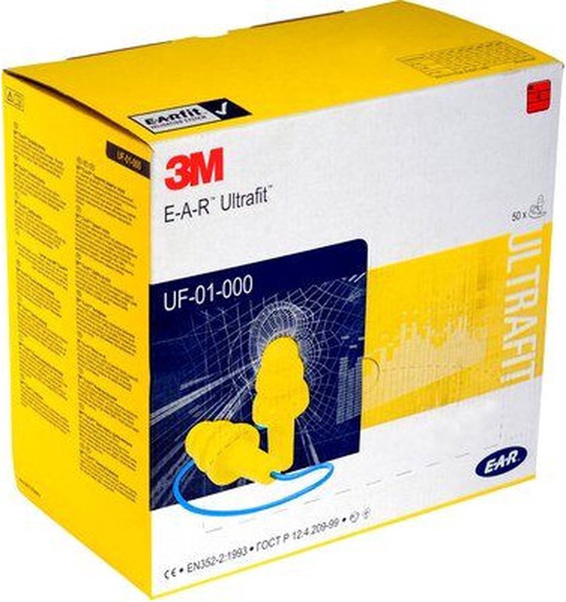 Goedkoopste 3M E-A-R Ultrafit UF-01-000 oordopjes met koord – 50 paar