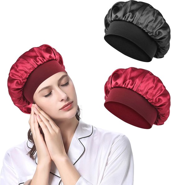 Zijden damesmuts, slaapmuts met elastische band voor dames, zachte