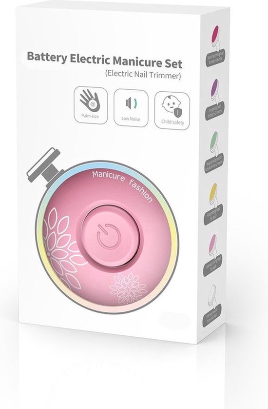 Elektrische Nagelvijl - Licht Roze - Veilig en Zacht voor Baby's - Inclusief 6 Diverse Vijl koppen incl. Polijstkop - Waterbestendig - 3-Stand Rotatie - Manicureset Baby - Nagelknipper - Polijsten - Babycadeau van Luvion — afbeelding 5