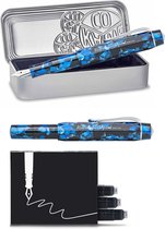 Scriveiner rood gelakte vulpen, prachtige pen met chroomafwerking, 18K vergulde Schmidt-penpunt (medium), beste cadeauset met pen voor mannen en vrouwen, professioneel, uitvoerend, kantoor, mooie pennen