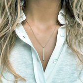 Joboly Bar Staaf Balk Ketting - Dames - Zilverkleurig - 50 cm