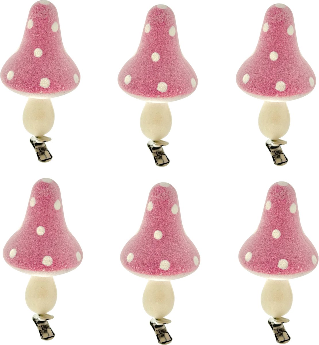 Decoratie Paddenstoelen Op Clip - 10 x 6 x 6 cm - 6 Stuks