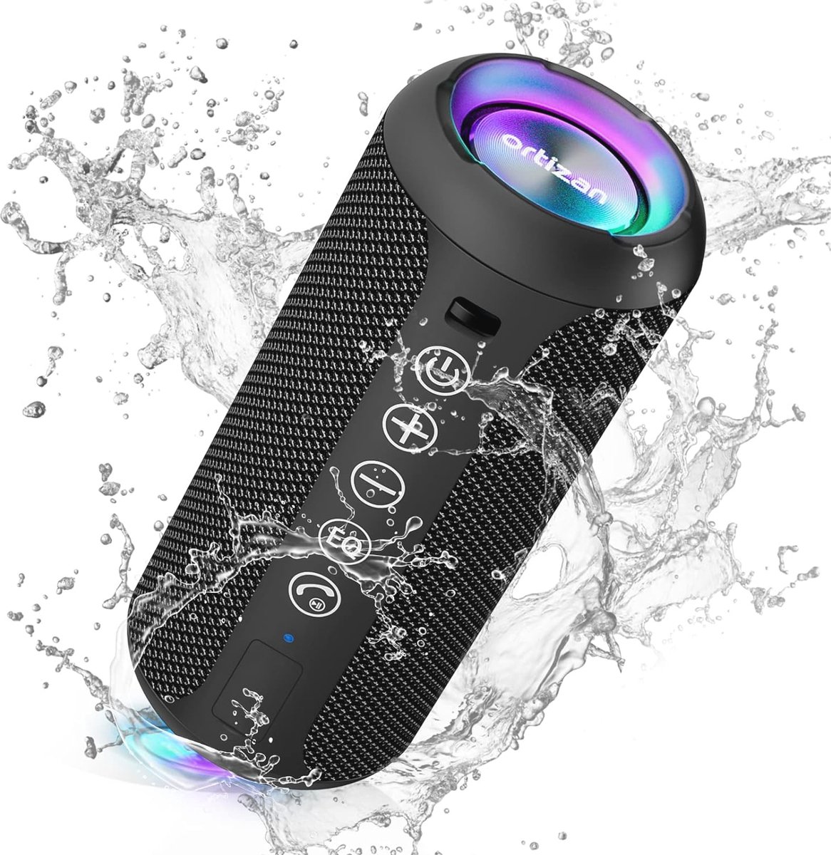 Draagbare Bluetooth luidspreker met kleurrijk LED-licht, waterdichte mini muziekbox met 360° surround sound en handsfree bellen