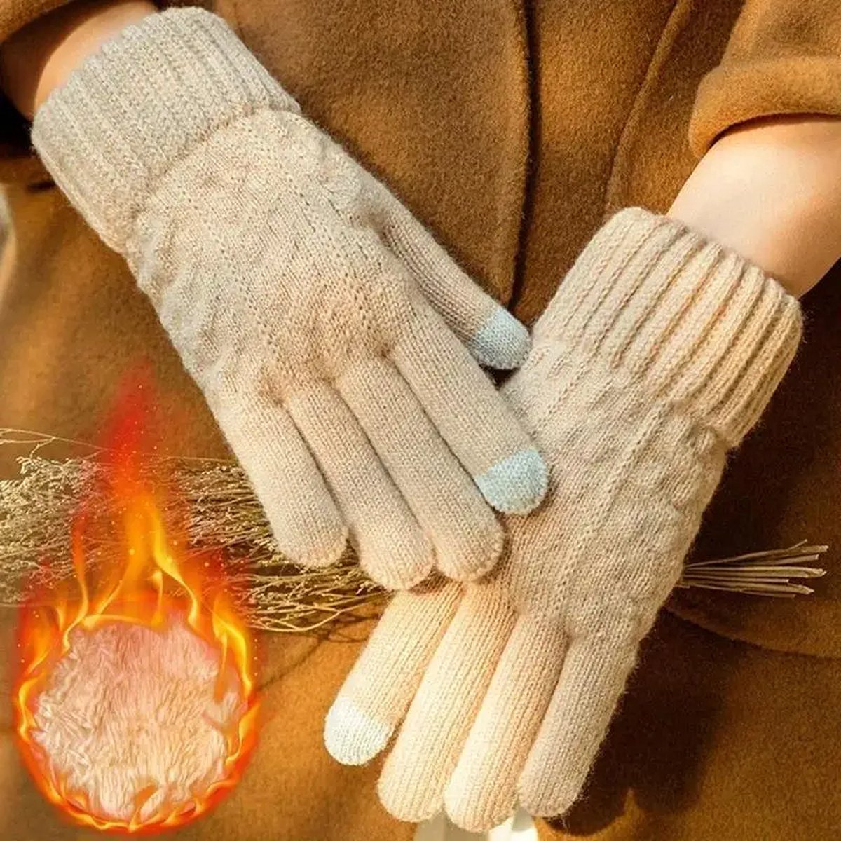 ARFNKIM Thermische winterhandschoenen, fleecevoering voor touchscreen, rekbare en warme handschoenen voor hardlopen, skiën, fietsen, paardrijden, wandelen, kamperen, heren en