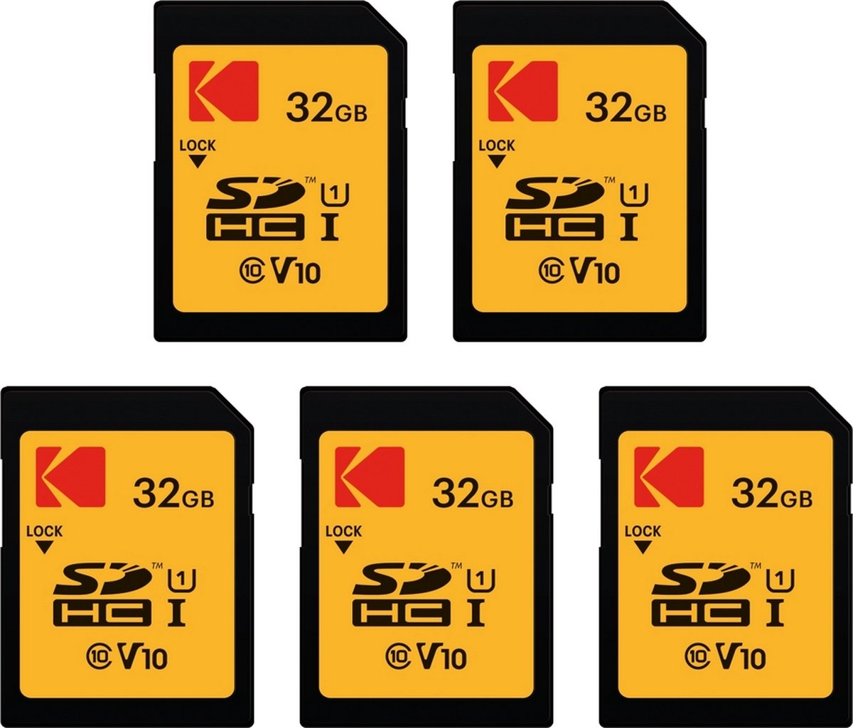 Pack de 5 Cartes Mémoire KODAK SDHC Ultra High Speed - 32 GB