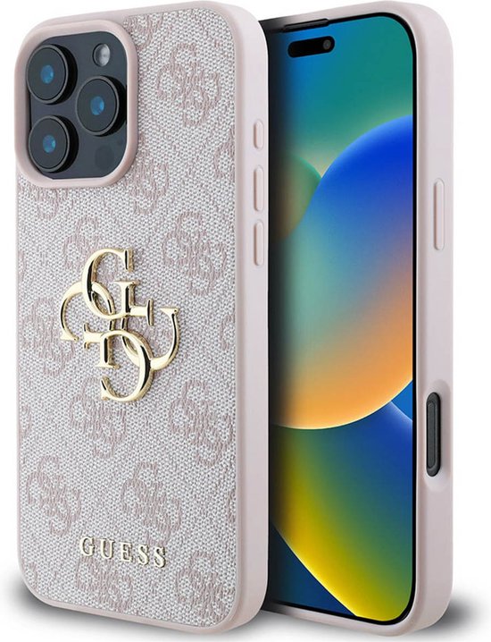 Guess 4G Metal Logo Backcover geschikt voor iPhone 16 Pro Max - Roze