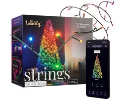 Twinkly Strings Lichtsnoer - 60M - LED - 750LED RGB - Dimbaar - Binnen & Buiten - Bluetooth of Wifi - Werkt met Homekit, Homey, Google Home en Razer Chroma - Zwart