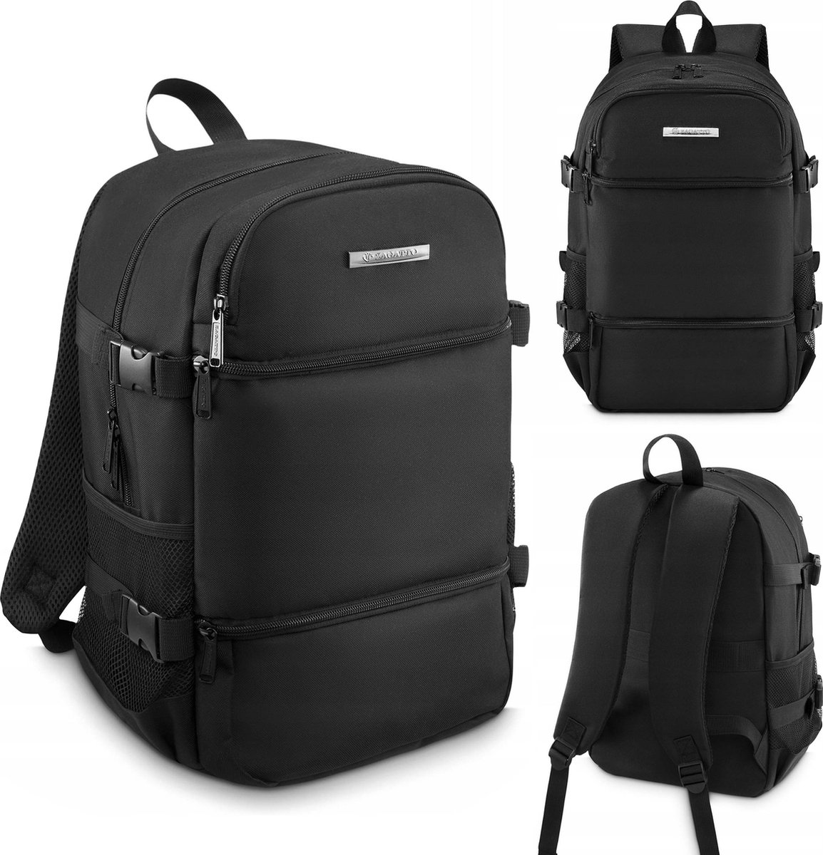 Zagatto Zwarte reisrugzak voor vliegtuig 40x20x25 cm