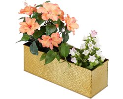 Buiten plantenbak geel langwerpige bloempotten - HBD 135x40x125 cm metaal