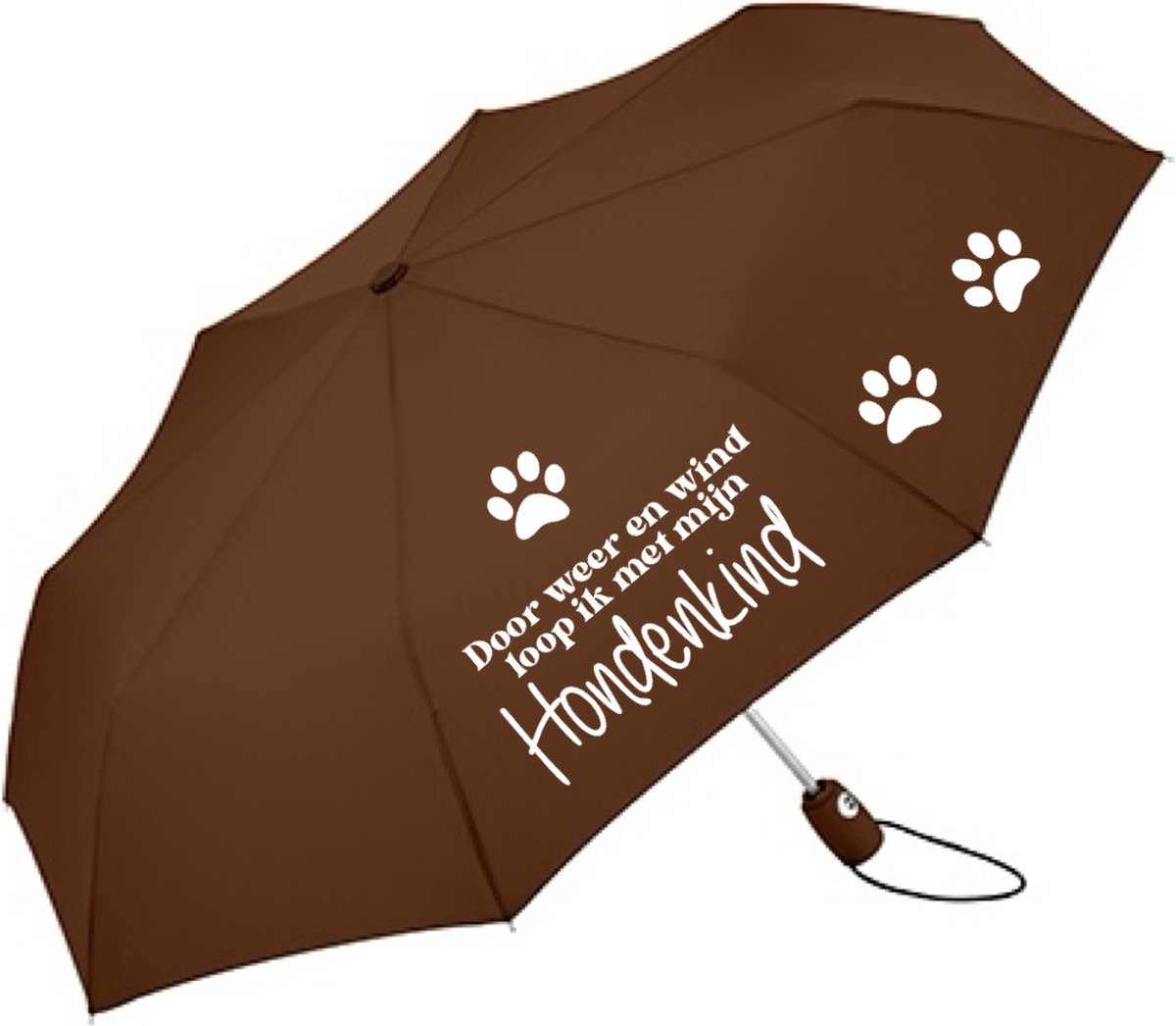 Paraplu door weer en wind loop ik met mijn hondenkind-Coconut Brown