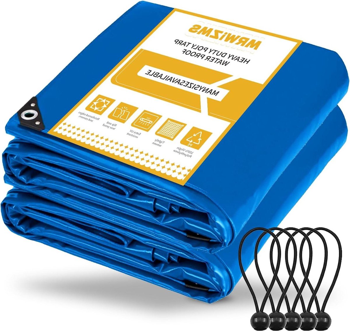 120 g/m² PE zeil 3x4 m met ringen - uv gestabiliseerd - afwasbaar - voor tuinmeubelen trampoline - waterdicht scheurvast - bescherming tegen water