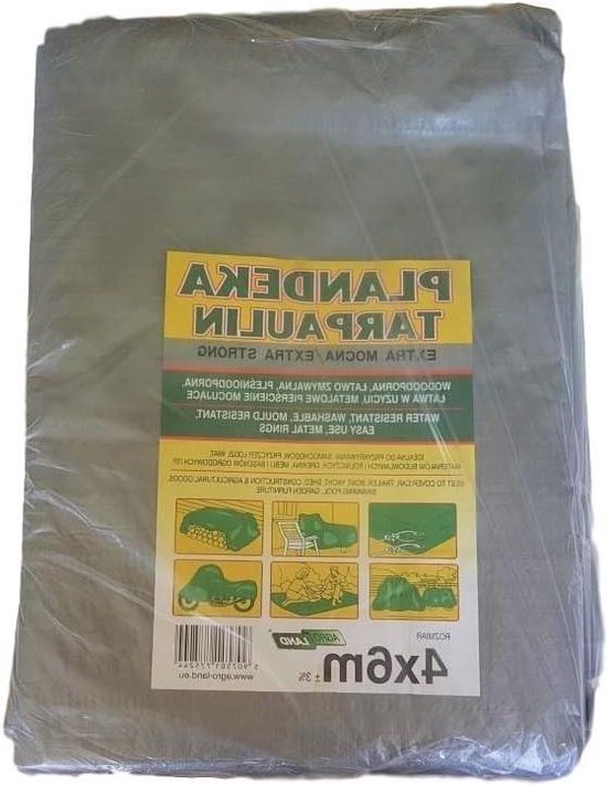 8x10 groen 100gr afdekzeil met zeilringen - bouwzeil