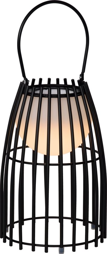 Lucide FJARA - Oplaadbare Tafellamp Binnen/Buiten - Accu/Batterij - Ø 17,5 cm - LED Dim to warm - 1 × 0,3W 3000K - IP44 - Zwart