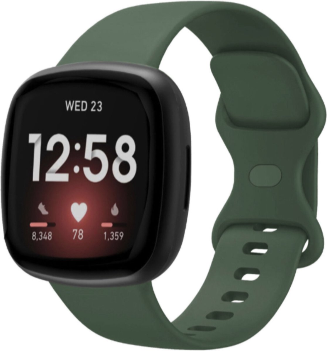 MY PROTECT - Siliconen Bandje - Geschikt Voor Fitbit Versa 3 / Fitbit Versa 4 / Fitbit Sense / Fitbit Sense 2 - Maat L - Donkergroen