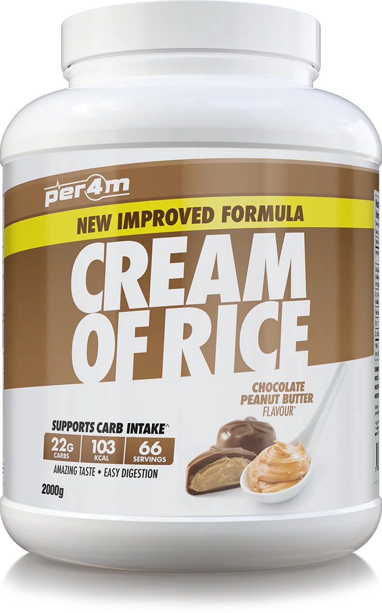 Goedkoopste Per4m - Cream of Rice - 2kg - Chocolate Peanut Butter - Weight Gainer - Mass Gainer - COR - Cream of rice - Rijstmeel - Shake - Fitness - Krachttraining - Gym