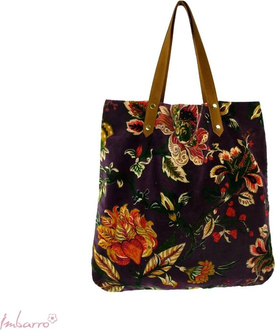 Imbarro - Sac -Shopper - Linde - Violet - 100% Velours de Katoen