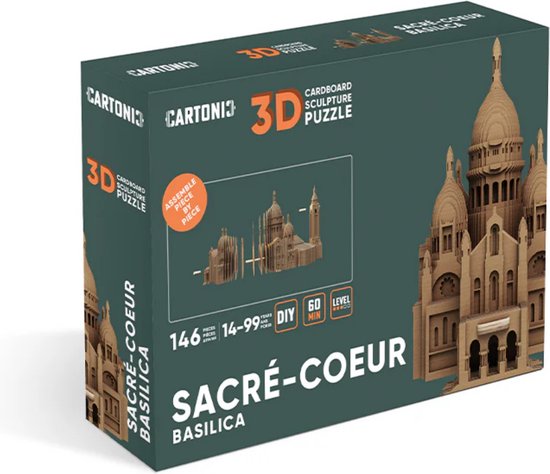 Cartonic - Puzzle 3D BASILIQUE DU SACRÉ-COEUR | Jouets- Puzzle - DIY- Créatif - Carton- enfants et adultes - puzzles - DIY- décoration