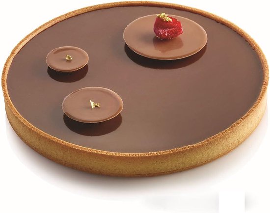 Silikomart Kit Tarte Ring 250 siliconen mal met 1 holte 7,87 inch diameter x 0,78 inch hoog, plus 1 hittebestendige geperforeerde kunststof snijring