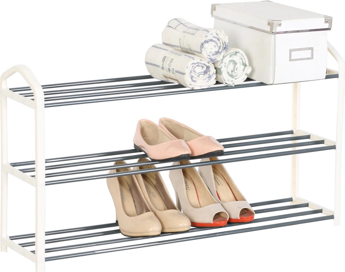 3-Laags Schoenenrek voor 12 Paar - Schoenen Rek Metaal - Eenvoudig te Monteren, Ruimtebesparende Schoenenkast - Vrijstaande Schoenen Organizer voor Thuis