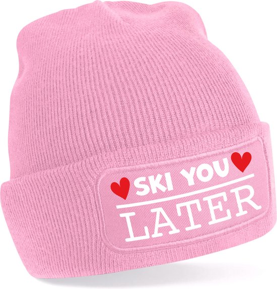 Bellatio Decorations Bonnet de Sports d'hiver pour adultes - ice ice Bébé - rose - taille unique - Bonnet d'après ski