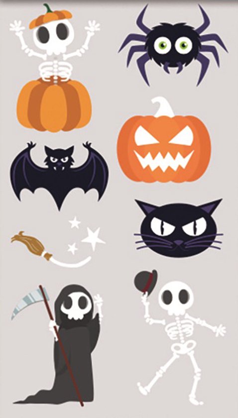 Halloween Plak Tattoos – 8 Tijdelijke Tattoos – 1 Vel