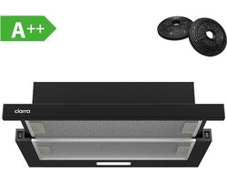 CIARRA CBCB6906D - Vlakscherm Afzuigkap - 60cm Zwart – Inclusief set koolstoffilters - 370m3 – Energieklasse A++