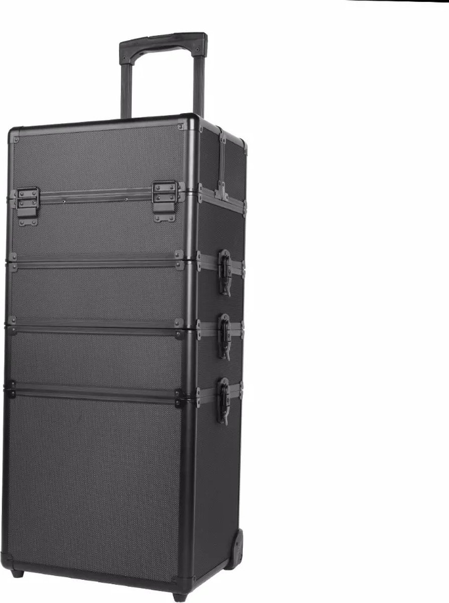 Blyx Make up trolley 4 In 1 Trolley- Kappers Make-Up Beauty Cosmetica Koffer Met Wielen Zwart