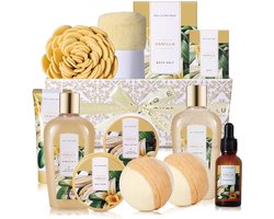 Spa Luxetique - Vanilla Gold - 13-delig Wellness Verwenpakket Vanille - Giftset - Geschenkset Vrouwen XL - Verjaardag Cadeau Vrouw, Moeder, Mama, Zus, Vriendin, Oma, Juf - Cadeaupakket voor haar - Cadeautjes voor Vrouwen