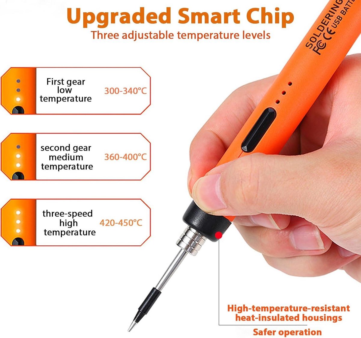 Daakro Draadloze USB-soldeerboutset met lcd-display, temperatuur instelbaar van 180-450 °C, met 3 soldeerpunten en accessoires, soldeerset voor reparaties en elektronica (blauw Daakro Draadloze USB-soldeerboutset met lcd-display, temperatuur instelbaar van 180-450 °C, met 3 soldeerpunten en accessoires, soldeerset voor reparaties en elektronica (blauw