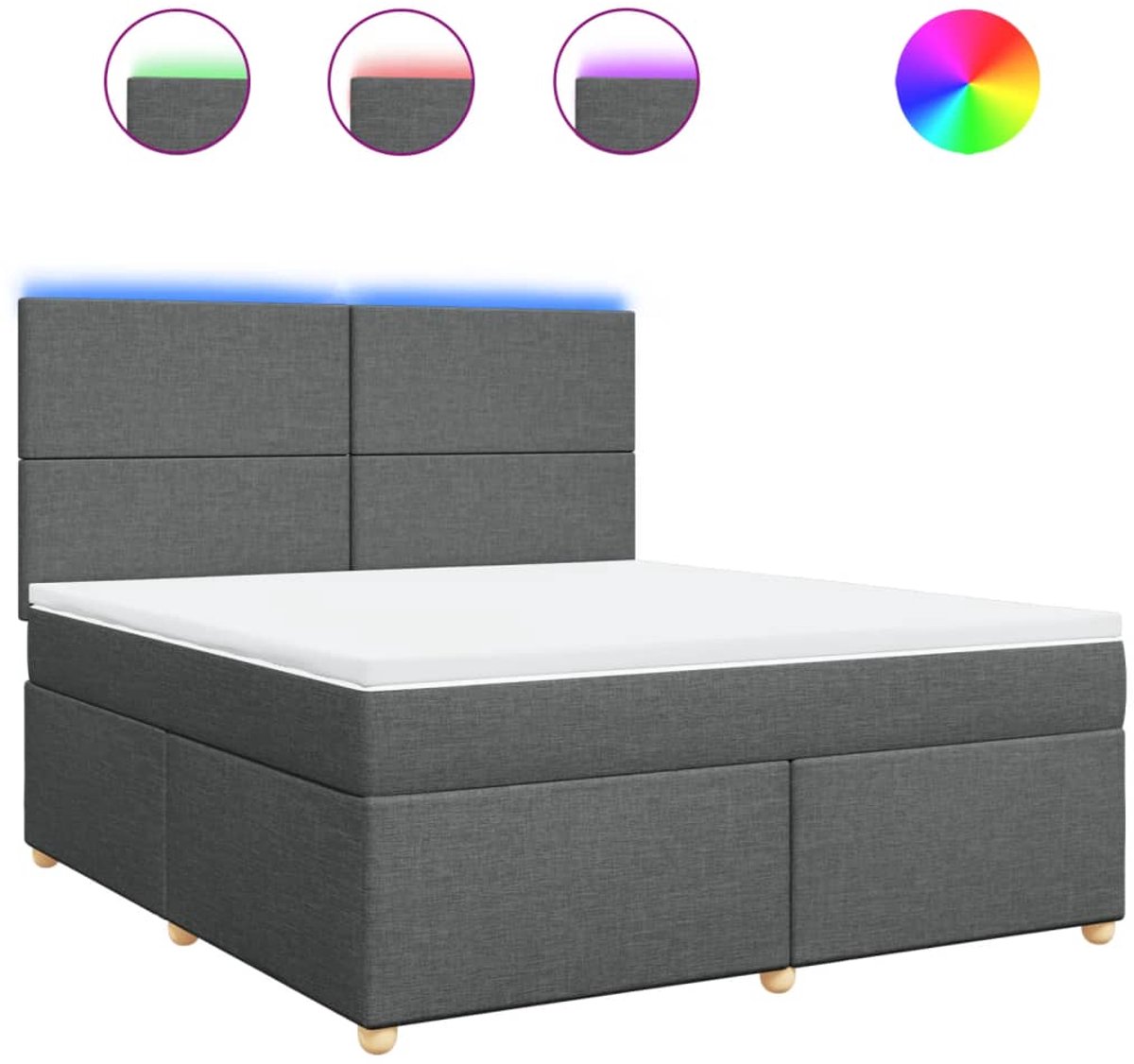 vidaXL - Boxspring - met - matras - stof - donkergrijs - 180x200 - cm