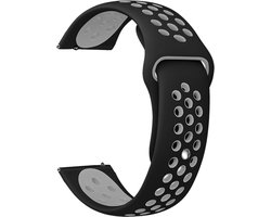 Stravo 22mm Siliconen Sport Bandje - Geschikt voor Samsung Galaxy Watch 3 45mm / Galaxy Watch 46mm / Gear S3 Classic & Frontier - Polar Vantage M / M2 / V3 / Grit X - Garmin Vivoactive 4 - Outdoor horlogebandje voor Huawei GT 5/6 46mm- Zwart/grijs