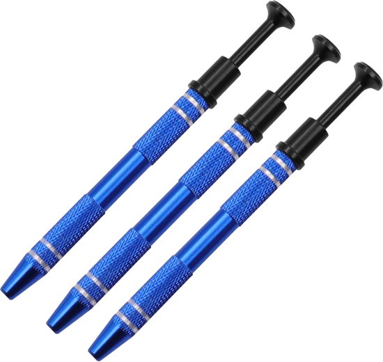 Foto: 4 klauw pick up tool piercing bal grijper roestvrij staal 4 punts juweel pick up tool terp parel grijper voor ic chip elektronische componenten spijkers klemmen 3 pack blauw 