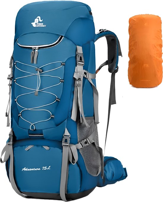 CarryQuest® - 75L - Backpacks - Backpack - Wandelrugzak - Campingrugzak - Rugzak - Grote Capaciteit - Klimmen - Wandelen - Trekking - Blauw - Nylon - Waterbestendig - Regenhoes - Gratis - 75 Liter - Outdoor - Backpack Organizer