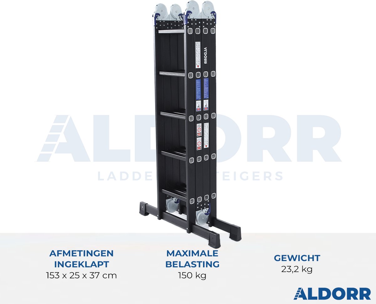 ALDORR Professional - Vouwladder 4 x 5 treden zonder platform - Aluminium – 2,80 meter – foto 6