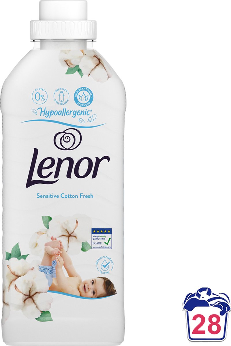 Goedkoopste Lenor - Sensitive Cotton Fresh - Hypoallergenic - Wasverzachter - 700ml - 28 Wasbeurten