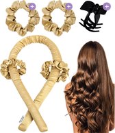 Soft & Silky Heatless curls - Satin - Incl. 2 scrunchies en 1 haarklip - Haarrollers - Krulspelden - Krullen zonder hitte - Haarkruller - Krullend haar producten