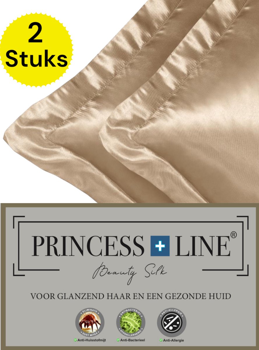 Princess Line Satijnen Beauty Silk Kussensloop - Zijden Zacht Beddengoed- Goed Voor De Haar En Huid-Taupe-Set van 2 Stuks-60 x 70 CM