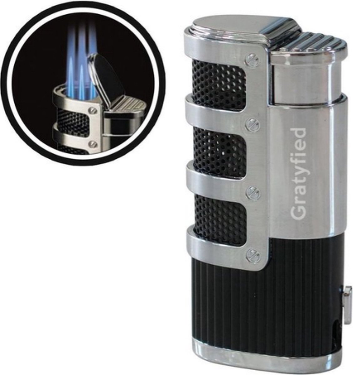 Goedkoopste Sigarenaansteker - Luxe Jetflame Aansteker - Stormaansteker Navulbaar - Inclusief Luxe Geschenkdoos - Zilver