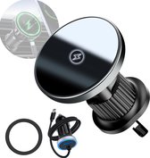 Telefoonhouders Auto met Draadloze Oplader - Autohouder Magnetisch - Geschikt voor MagSafe Telefoonhouder Auto Ventilatie - GSM Houder Auto met USB-C Autolader - 15W Oplader