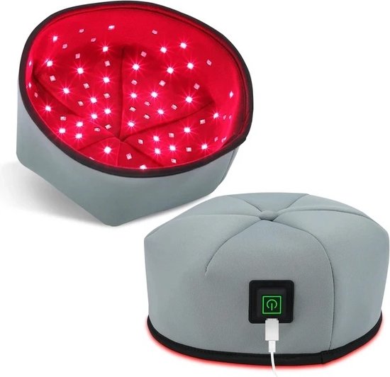 Licht Therapie - Infrarood Therapie -Haargroei Behandeling - Anti-Stress Muts - Verlichten Hoofdpijn - Haargroei Cap - Grijs