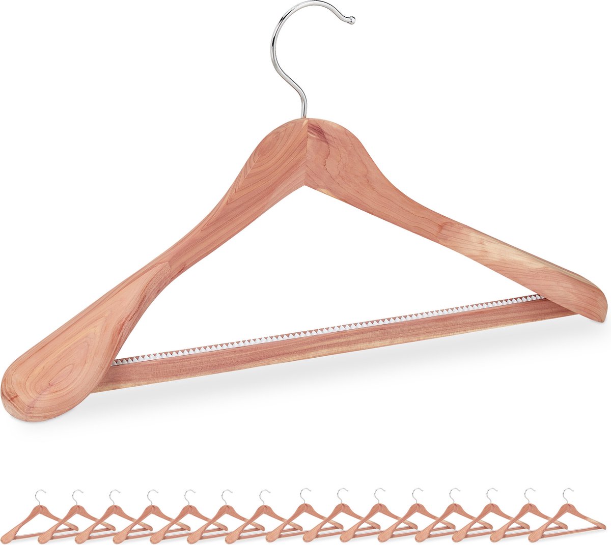 houten kledinghangers - set van 16 - brede schouders - pakken & blazers - hout - natuur