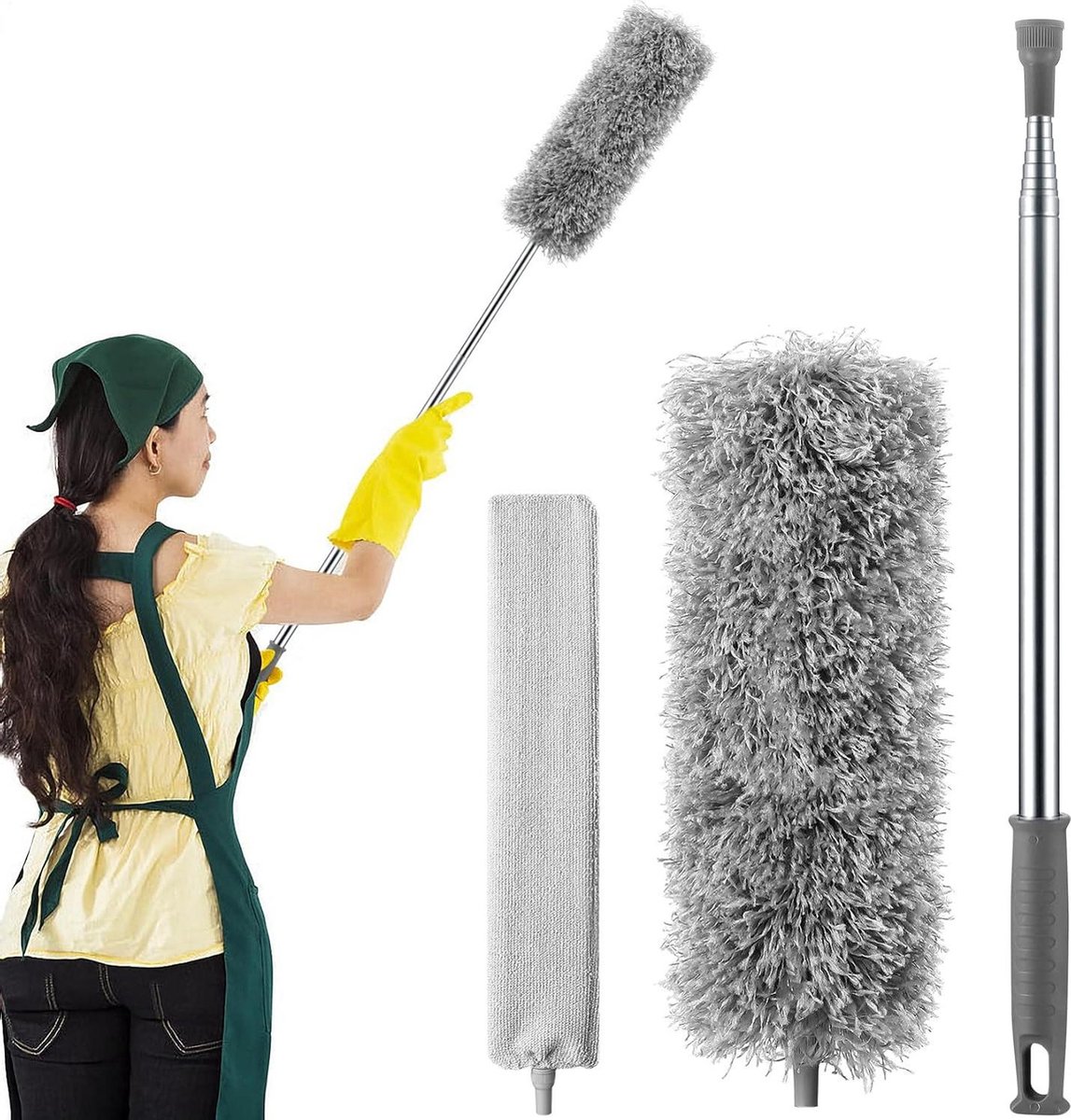 Microvezel plumeau uittrekbaar 80-280 cm telescoopsteel hoekbezem wasbaar dekens en spinnenwebben Plumeau
