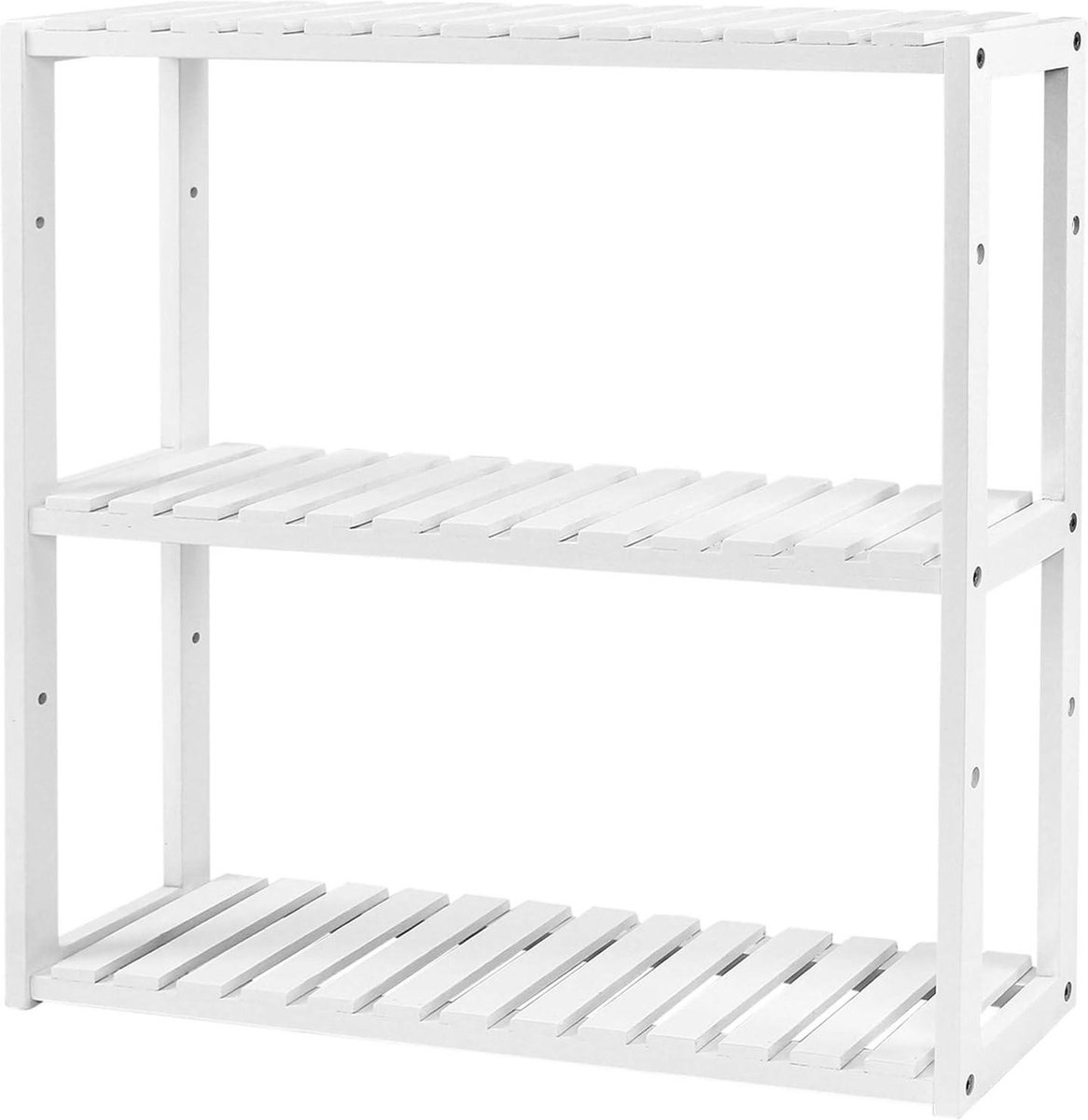 Badkamerrek bamboe verstelbare planken wandmontage - voor woonkamer hal keuken - 60 x 15 x 54 cm - wit Opbergrek