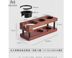 MUVNA - Multifunctional Spring Organizer - Espresso tool - Tamper Station - Red Shadow Wood