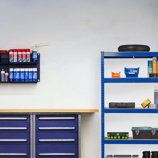Relaxdays stellingkast, HBD: ca. 150 x 75 x 30 cm, 875 kg, 5 planken, staal, stellingrek kelder, garage, modulair, blauw
