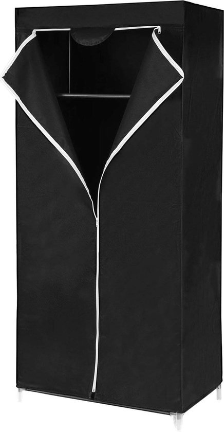 Dibea Stoffen kast kledingkast vouwkast 175x110x45 cm zwart