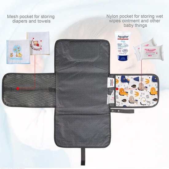 Draagbare Aankleedmat, XL, Opvouwbaar, Waterdicht, Ideaal Als Cadeau Voor Pasgeborenen De Aankleedmat Is Een Afneembare Tas Met 6 Vakken Toilettas Babyartikelen 628673446