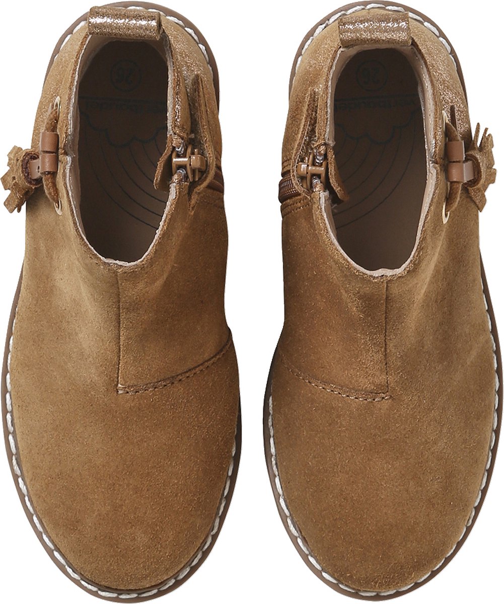 Vertbaudet Leren boots met pompon kleutercollectie meisjes Geel