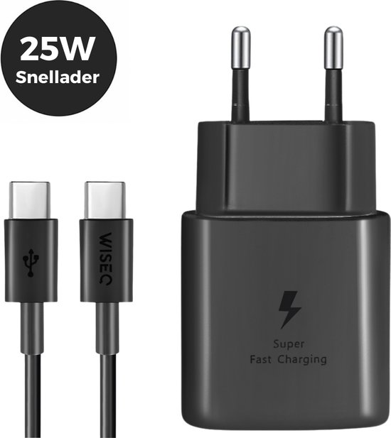 25W Snellader - USB C Oplader geschikt voor Samsung, OPPO, Huawei Oplader - Met 2 Meter USB C oplaadkabel - WiseQ