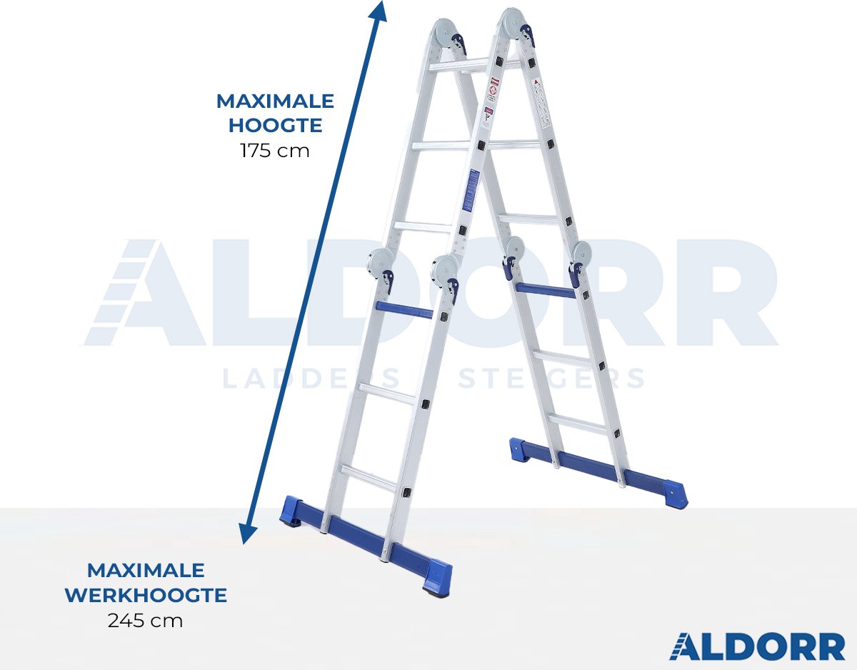 ALDORR Home - Vouwladder Aluminium 4 x 3 treden zonder Platform - 3,50 meter – foto 2